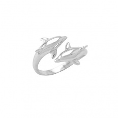 Double dolphin silver ring 