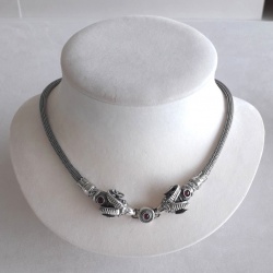 Silver necklace archaic goat