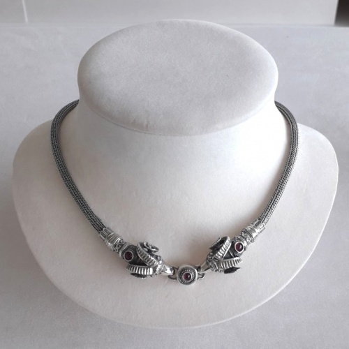 Silver necklace archaic goat